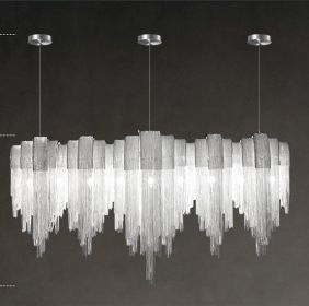 Nordic Luxury Villa Design Tassel Aluminum Chain Living Room Chandelier