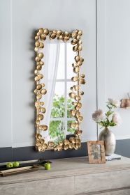 61" x 31" Full Length Mirror with Golden Leaf Accents, Floor Miiror for Living Room Bedroom