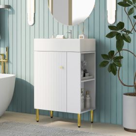 21.6" white Bathroom vanity ; Combo Cabinet ; Bathroom Storage Cabinet; Single Ceramic Vessel Sink; Right side storge