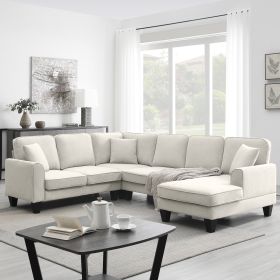 [VIDEO provided] [New] 108*85.5" Modern U Shape Sectional Sofa, 7 Seat Fabric Sectional Sofa Set with 3 Pillows Included for Living Room, Apartment, O