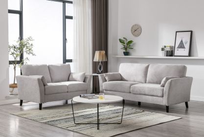 Damian Light Gray Velvet Fabric Sofa Loveseat Living Room Set