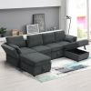 [VIDEO provided] [New] 109*54.7" Chenille Modular Sectional Sofa,U Shaped Couch with Adjustable Armrests and Backrests,6 Seat Reversible Sofa Bed with