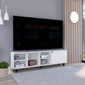 TV Stand for TV¬¥s up 70" Estocolmo, Four Open Shelves, White Finish