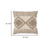 18 x 18 Square Cotton Decorative Accent Throw Pillow, Raised Diamond Embroidery, Set of 2, Beige