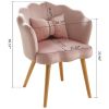 Vanbow.Velvet Wooden foot casual lotus chair with waist pillow(PINK)