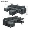 [VIDEO provided] [New] 109*54.7" Chenille Modular Sectional Sofa,U Shaped Couch with Adjustable Armrests and Backrests,6 Seat Reversible Sofa Bed with