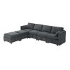 [VIDEO provided] [New] 109*54.7" Chenille Modular Sectional Sofa,U Shaped Couch with Adjustable Armrests and Backrests,6 Seat Reversible Sofa Bed with