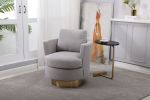 Teddy Swivel Barrel Chair, Swivel Accent Chairs Armchair for Living Room, Reading Chairs for Bedroom Comfy, Round Barrel Chairs with Gold Stainless St