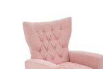 Modern Accent Chair with Ottoman, Comfy Armchair for Living Room, Bedroom, Apartment, Office (Pink)