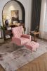 Modern Accent Chair with Ottoman, Comfy Armchair for Living Room, Bedroom, Apartment, Office (Pink)