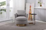 Teddy Swivel Barrel Chair, Swivel Accent Chairs Armchair for Living Room, Reading Chairs for Bedroom Comfy, Round Barrel Chairs with Gold Stainless St