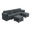 [VIDEO provided] [New] 109*54.7" Chenille Modular Sectional Sofa,U Shaped Couch with Adjustable Armrests and Backrests,6 Seat Reversible Sofa Bed with