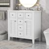 36" Bathroom Vanity with Ceramic Basin, Two Cabinets and Five Drawers, Solid Wood Frame, White (OLD SKU: SY999202AAK)