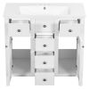 36" Bathroom Vanity with Ceramic Basin, Two Cabinets and Five Drawers, Solid Wood Frame, White (OLD SKU: SY999202AAK)