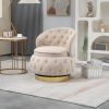 360 Degree Swivel Cuddle Barrel Accent Storage Chairs, Round Armchairs with Wide Upholstered, Fluffy Velvet Fabric Chair for Living Room, Bedroom, Off