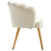 Vanbow.Velvet Wooden foot casual lotus chair with waist pillow(BEIGE)