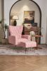 Modern Accent Chair with Ottoman, Comfy Armchair for Living Room, Bedroom, Apartment, Office (Pink)