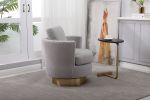 Teddy Swivel Barrel Chair, Swivel Accent Chairs Armchair for Living Room, Reading Chairs for Bedroom Comfy, Round Barrel Chairs with Gold Stainless St