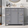 36" Bathroom Vanity Cabinet with Sink Top Combo Set, Grey, Single Sink, Shaker Cabinet with Soft Closing Door and Drawer