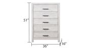 Denver Modern Style 5-Drawer Chest Made with Wood in Gray