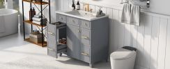 36" Bathroom Vanity Cabinet with Sink Top Combo Set, Grey, Single Sink, Shaker Cabinet with Soft Closing Door and Drawer