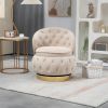 360 Degree Swivel Cuddle Barrel Accent Storage Chairs, Round Armchairs with Wide Upholstered, Fluffy Velvet Fabric Chair for Living Room, Bedroom, Off