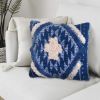 18 X 18 Shaggy Cotton Accent Throw Pillows, Southwest Aztec Pattern, Set of 2, Blue, White