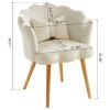 Vanbow.Velvet Wooden foot casual lotus chair with waist pillow(BEIGE)