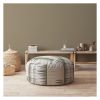 Indoor BANDELIER Blue/Taupe/Camel Tan Round Zipper Pouf - Stuffed - Extra Beads Included! - 24in dia x 20in tall