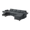 [VIDEO provided] [New] 109*54.7" Chenille Modular Sectional Sofa,U Shaped Couch with Adjustable Armrests and Backrests,6 Seat Reversible Sofa Bed with