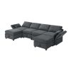 [VIDEO provided] [New] 109*54.7" Chenille Modular Sectional Sofa,U Shaped Couch with Adjustable Armrests and Backrests,6 Seat Reversible Sofa Bed with