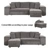 104" Modern L-Shape 3 Seat Reversible Sectional Couch, Pull Out Sleeper Sofa with Storage Chaise and 2 Stools for Living Room Furniture Set,Knox Charc